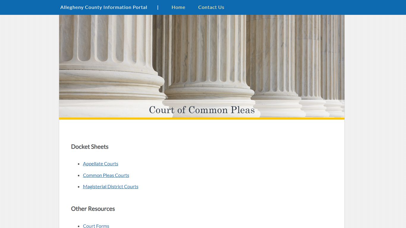 Court of Common Pleas | Information Portal | Allegheny County
